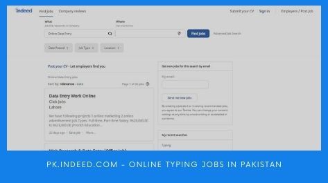 pk.indeed.com Online Typing jobs in Pakistan